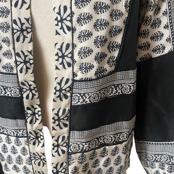 Women’s patchwork art to wear artsy black & white block print kimono jacket … - Picture 4 of 7